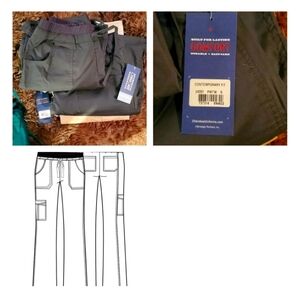 Womens Cherokee Core Stretch SCRUBS 2 pants Small/ Petite Grey NWT